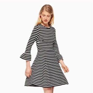 Kate Spade Broome Street Black & White Stripe Fit & Flare Dress Large